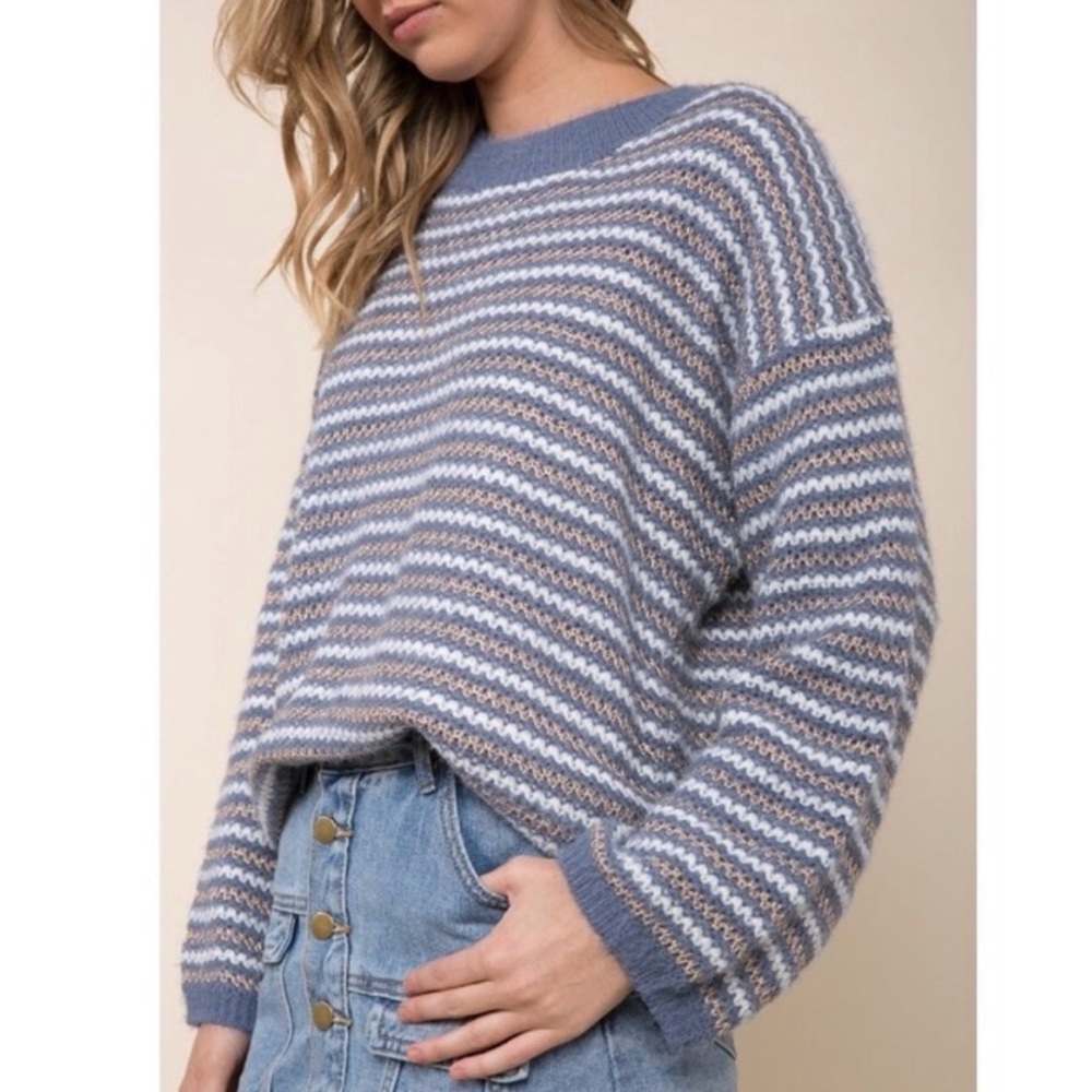 NWOT Anthropologie RAGA Metallic Striped Sweater